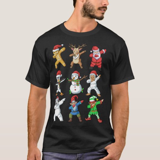 T-shirt Dabbing Père Noël Elf Friends Noël (Devant)