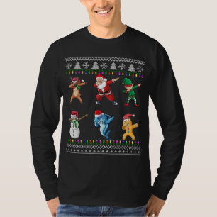 T-shirt Dabbing Père Noël Elf Shark Friends Noël