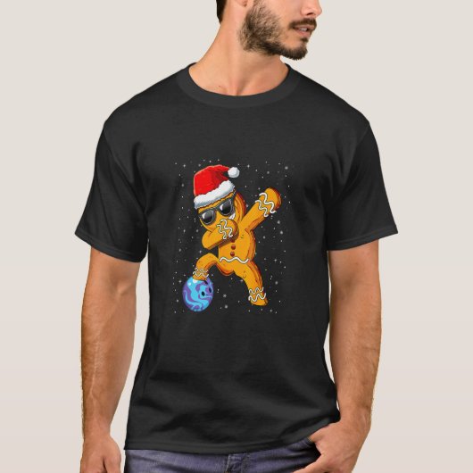 T-shirt Dabbing Père Noël Gingerbread B0wling Christmas Pa (Devant)