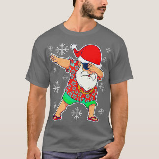 T-shirt Dabbing Père Noël Noël Été Tropical Hawaiian X