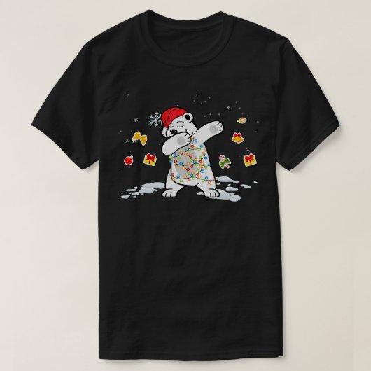 T-shirt Dabbing Père Noël Polar Ours lumières de Noël (Design devant)
