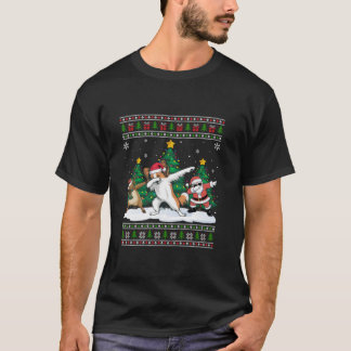 T-shirt Dabbing Père Noël Reindeer Papillon Dog Tree Lumiè