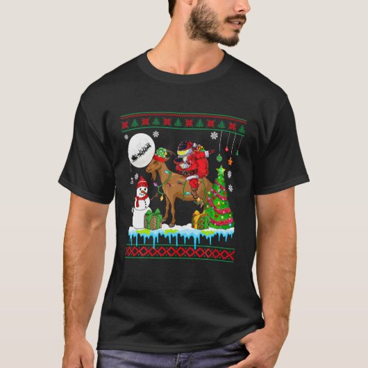 T-shirt Dabbing Père Noël Riding Elf Chèvre Noël fermier R (Devant)