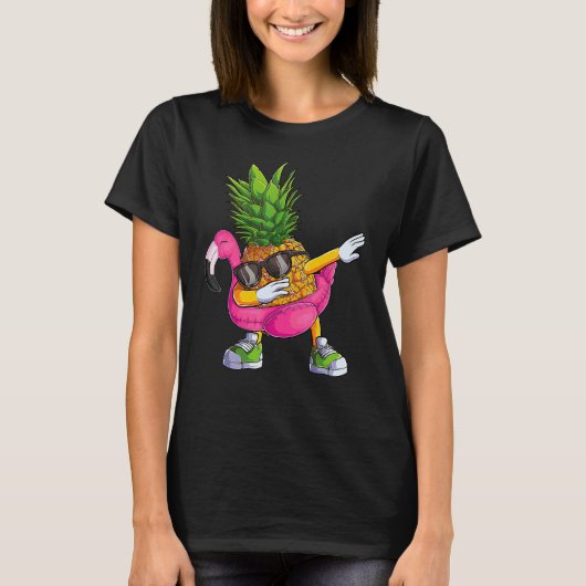 T-shirt Dabbing Pineapple Flamingo Tropical aloha Beach Ha (Devant)
