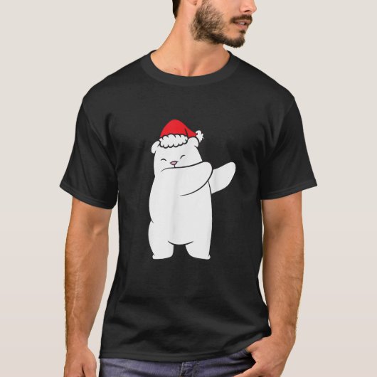 T-shirt Dabbing Polar Bear Santa Hat Christmas Hat Polar B (Devant)