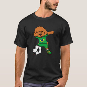 T-shirt Dabbing Poodle Chien Brésil Fans de Football Jerse
