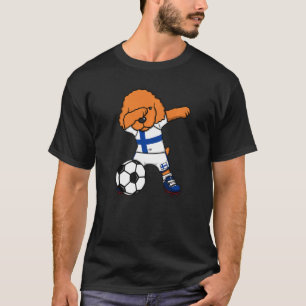 T-shirt Dabbing Poodle Chien Finlande Fans de football Jer