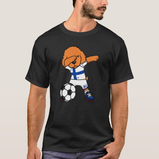 T-shirt Dabbing Poodle Chien Finlande Fans de football Jer (Devant)