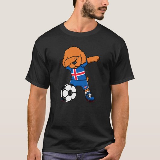 T-shirt Dabbing Poodle Chien Islande Soccer Fans Jersey Pi (Devant)