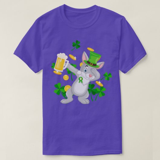 T-shirt Dabbing Rabbit Boire Bière Drôle Lapin Happy Pa (Design devant)