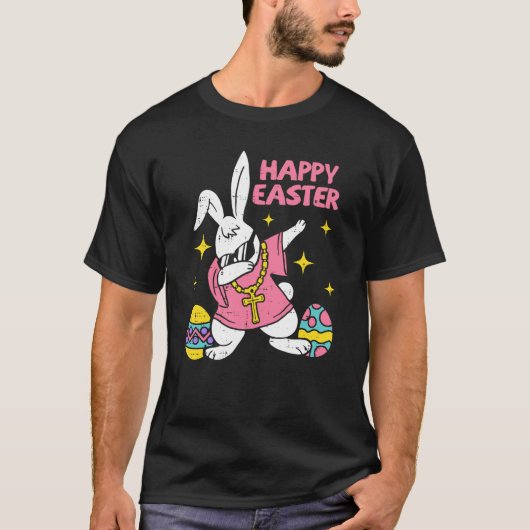 T-shirt Dabbing Rabbit Easter Day Bunny Hunting Eggs Boys (Devant)
