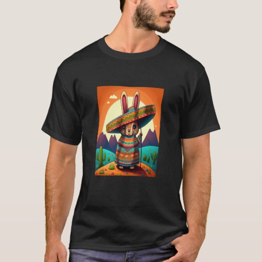 T-shirt Dabbing Rabbit In Mexican Costume Year of The Rabb (Devant)