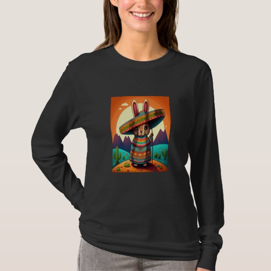 T-shirt Dabbing Rabbit In Mexican Costume Year of The Rabb (Devant)