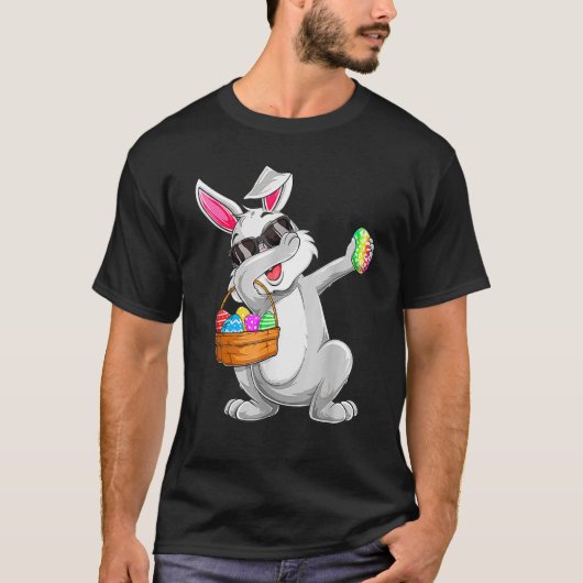 T-shirt Dabbing Rabbit Jour de Pâques Oeufs Chasse Panier  (Devant)