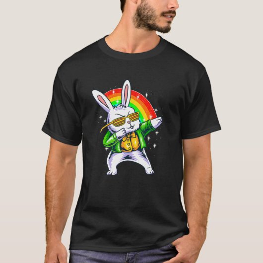 T-shirt Dabbing Rabbit Rainbow Easter Day Eggs Dab Boys Gi (Devant)
