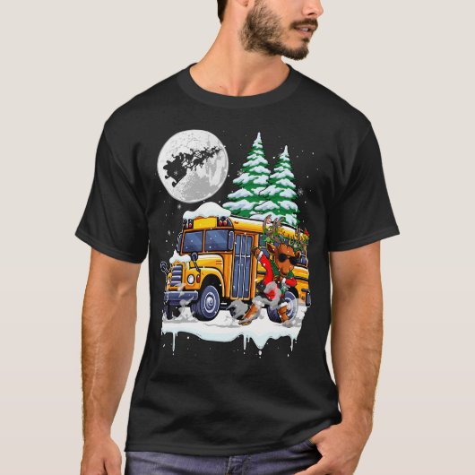 T-shirt Dabbing Reindeer On School Bus Christmas Driver Lo (Devant)