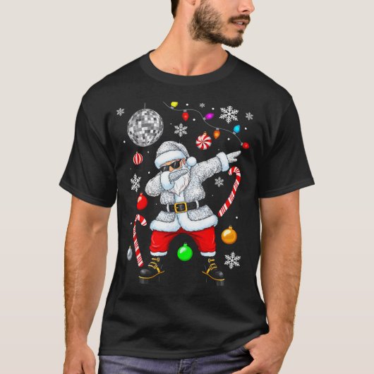 T-shirt Dabbing Santa Christmas Disco Retro 70s 80s Vibes (Devant)