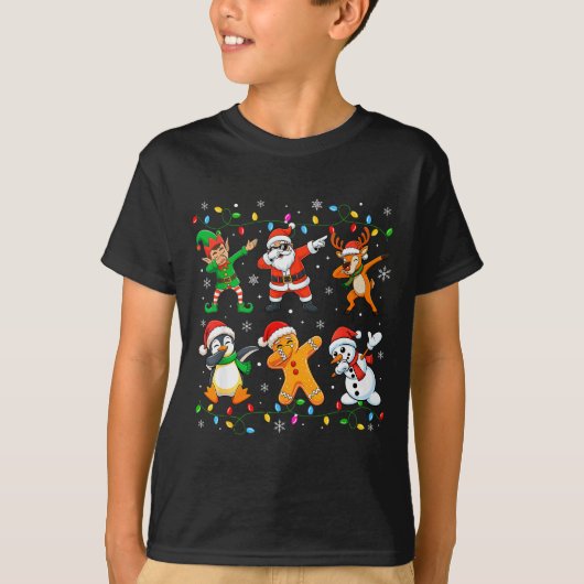T-shirt Dabbing Santa Elf Friends Christmas Boys Girls Men (Devant)