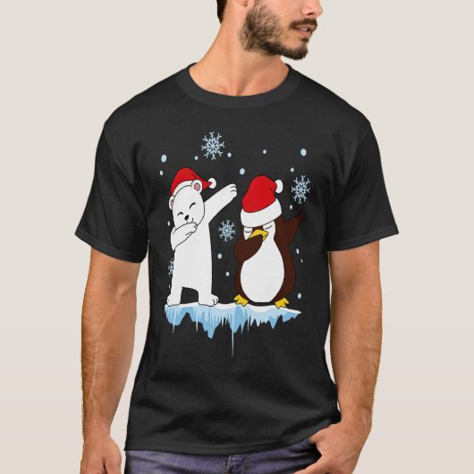 T-shirt Dabbing Santa Elf Graphic Polarbear and Penguin Da (Devant)