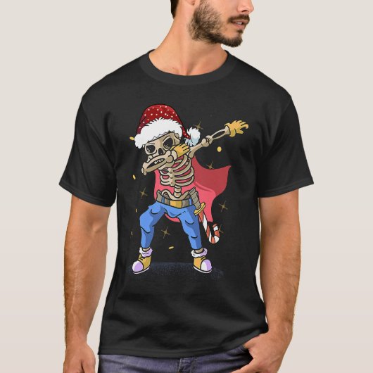 T-shirt Dabbing Santa Skeleton christmas  for men boy Chri (Devant)