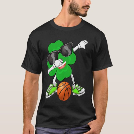 T-shirt Dabbing Shamrock & Basketball St Patrick's Da (Devant)