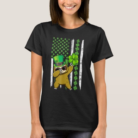 T-shirt Dabbing Shamrock Drapeau américain St patrick D (Devant)