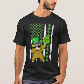 T-shirt Dabbing Shamrock Drapeau américain St patrick D