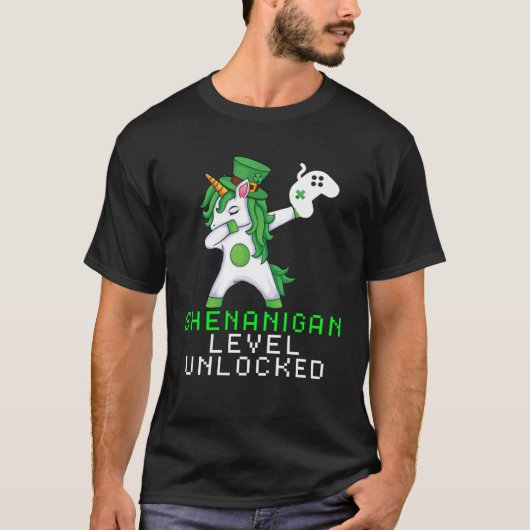T-shirt Dabbing Shamrock Shenanigans Leprechaun Unicorn Ga (Devant)