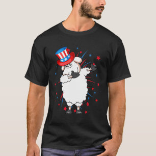 T-shirt Dabbing Sheep With USA Casquette Firework 4 juille