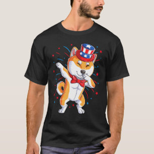 T-shirt Dabbing Shiba Inu 4th Of July Men Women Usa Americ