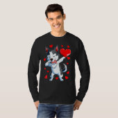 T-shirt Dabbing Siberian Husky Heart Valentines Day Boys L (Devant entier)