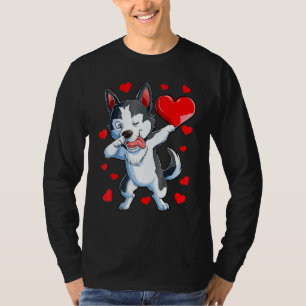 T-shirt Dabbing Siberian Husky Heart Valentines Day Boys L