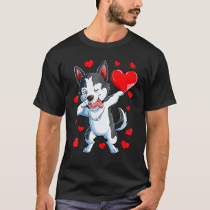 T-shirt Dabbing Siberian Husky Heart Valentines Day Boys L
