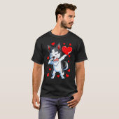 T-shirt Dabbing Siberian Husky Heart Valentines Day Boys L (Devant entier)