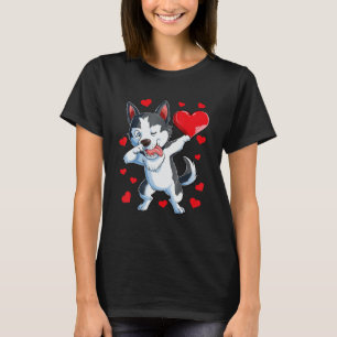 T-shirt Dabbing Siberian Husky Heart Valentines Day Boys L