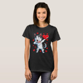 T-shirt Dabbing Siberian Husky Heart Valentines Day Boys L (Devant entier)