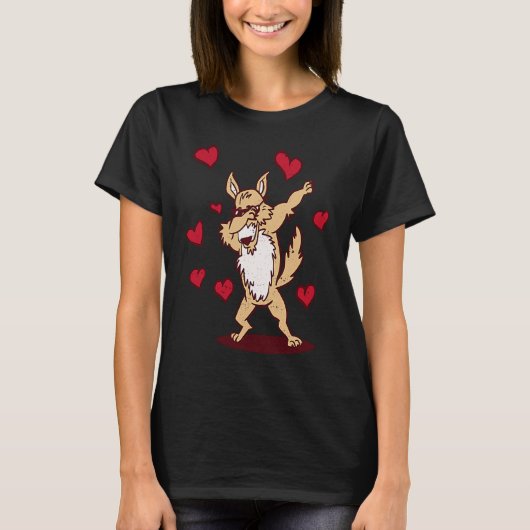 T-shirt Dabbing Siberian Husky Heart Valentine's Day Dab D (Devant)