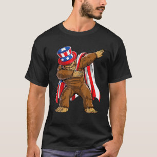 T-shirt Dabbing Singe 4 juillet Drapeau Américain Patriot