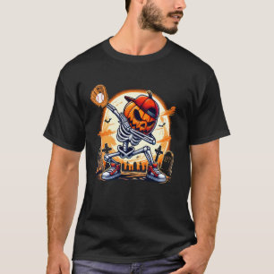 T-shirt Dabbing Skeleton Baseball Halloween Costume Hommes