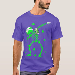 T-shirt Dabbing Skeleton Boire Bière Shamrock irlandais St