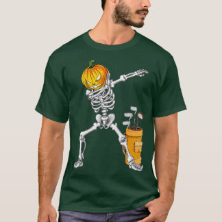 T-shirt Dabbing Skeleton Citrouille Golf Halloween Costume