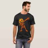 T-shirt Dabbing Skeleton Citrouille Head Halloween Dab (Devant entier)