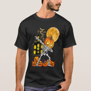 T-shirt Dabbing Skeleton Citrouille Jackolantern Halloween