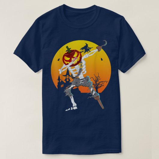 T-shirt Dabbing Skeleton Halloween Citrouille Éffrayant po (Design devant)