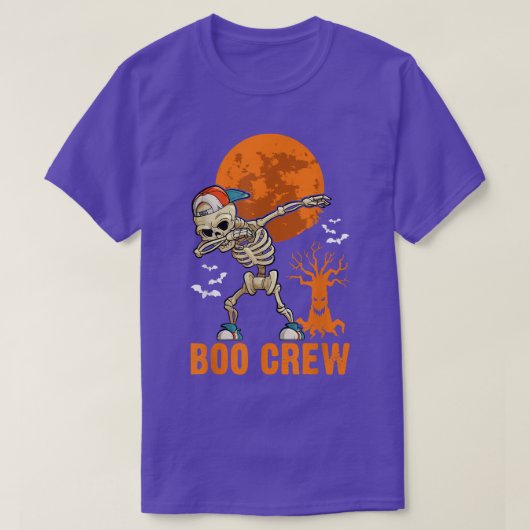 T-shirt Dabbing Skeleton, Halloween, Orange Moon, Boo Crew (Design devant)