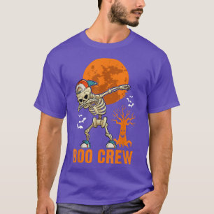 T-shirt Dabbing Skeleton, Halloween, Orange Moon, Boo Crew