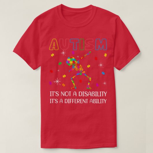 T-shirt Dabbing Skeleton Not A Disability Sensibilisation (Design devant)