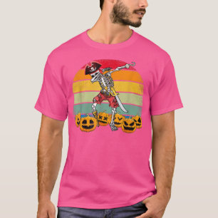 T-shirt Dabbing Skeleton Pirate Bat Drôle Halloween Costum