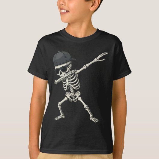 T-shirt Dabbing Skeleton Pirate Halloween Jolly roger pour (Devant)