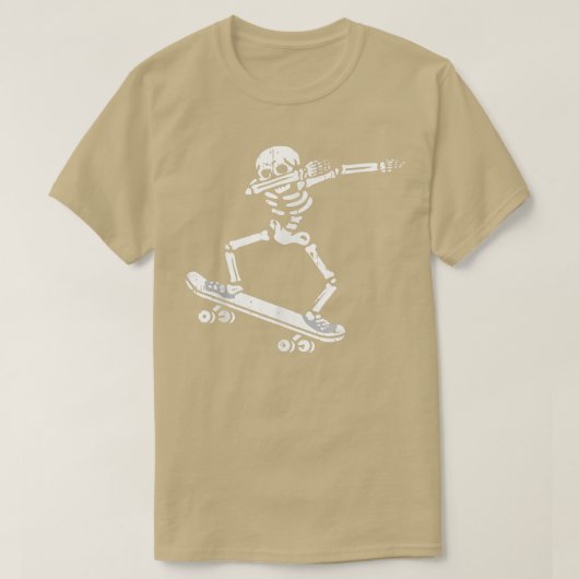 T-shirt Dabbing Skeleton Skateboard Costume drôle Hallowee (Design devant)
